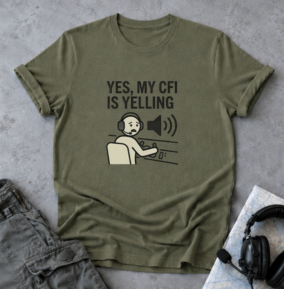 CFI Instructor T‑Shirt — "Yes, My CFI Is Yelling" Pilot Shirt