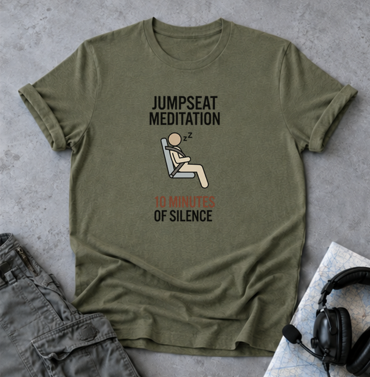 T-Shirt — "Jumpseat Meditation: 10 Minutes of Silence" Pilot Travel Tee