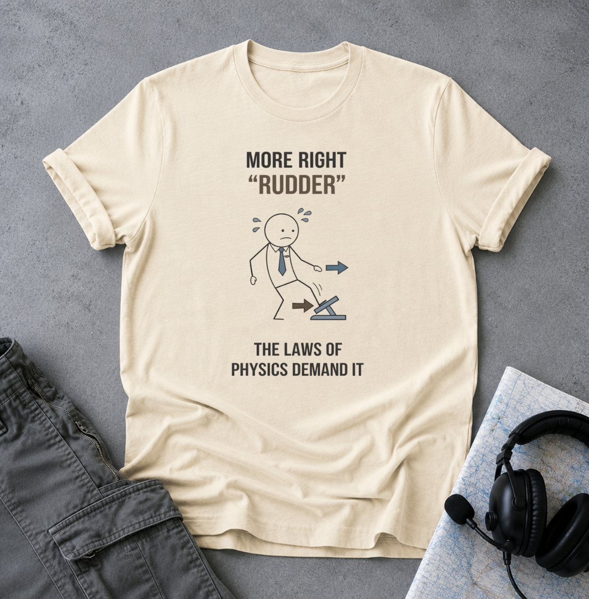 T-Shirt — “More Right 'Rudder'” Funny Physics Shirt