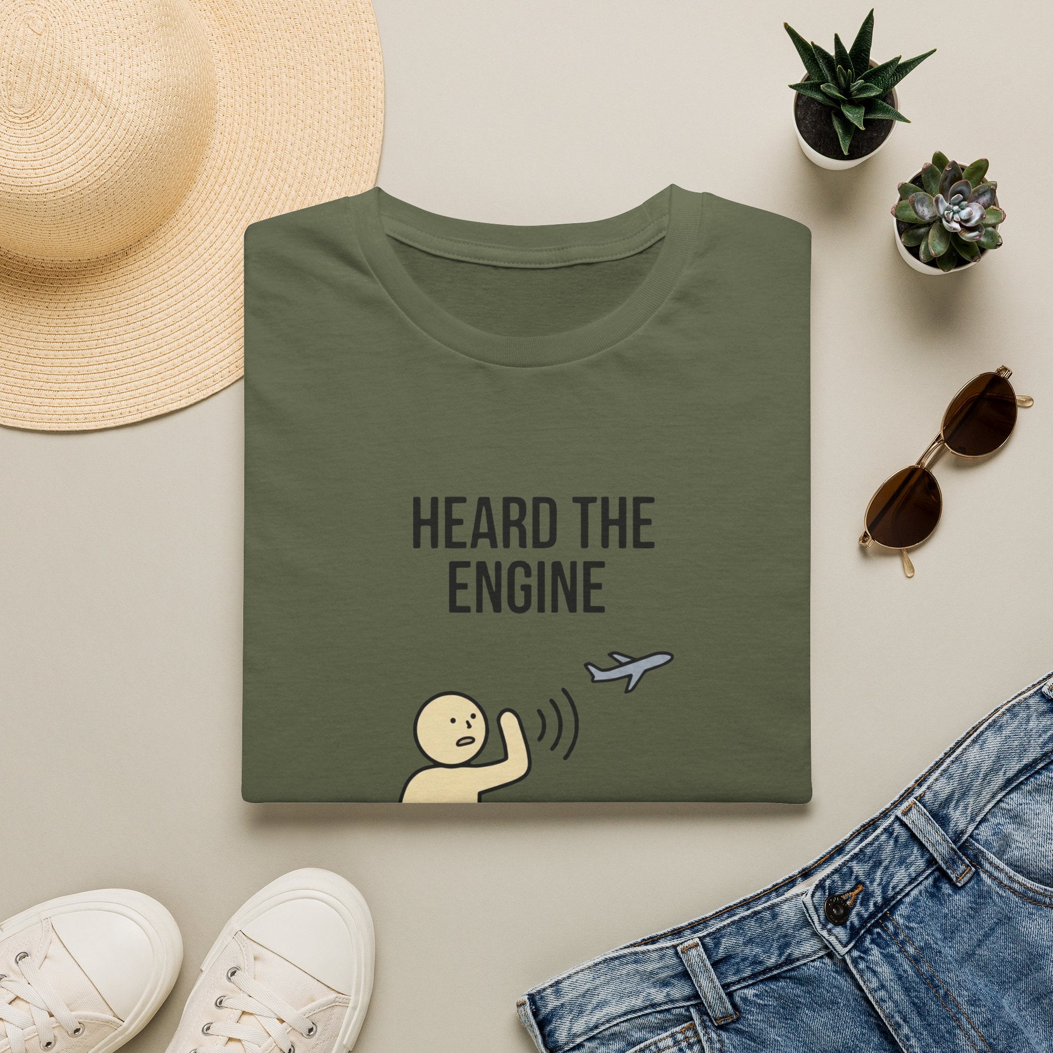 Heard The Engine Knew The Plane T-Shirt — Funny Aviation Pilot Travel Tee