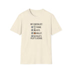 Pilot Checklist T-Shirt — "My Checklist: Phone, Keys, Wallet, Pilot's License"