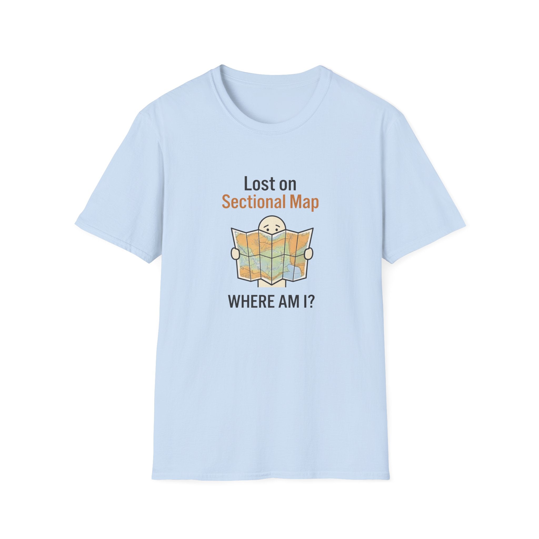 Lost on Sectional Map T-Shirt — Funny Travel Map Tee (Where Am I?)
