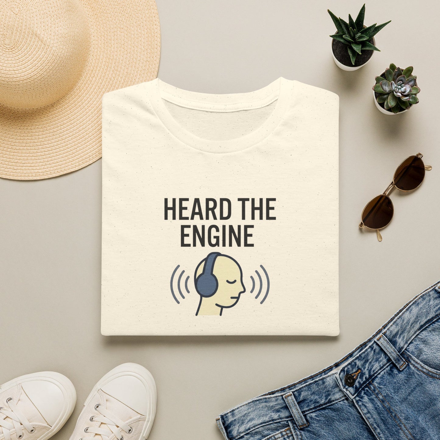 Heard The Engine T‑Shirt — Aviation Headphones Pilot Gift