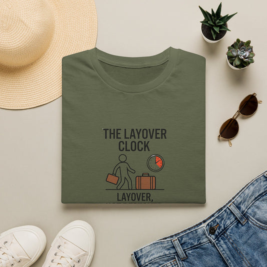 Layover Clock T-Shirt — Travel Humor Tee (“Layover, Not Restover”)