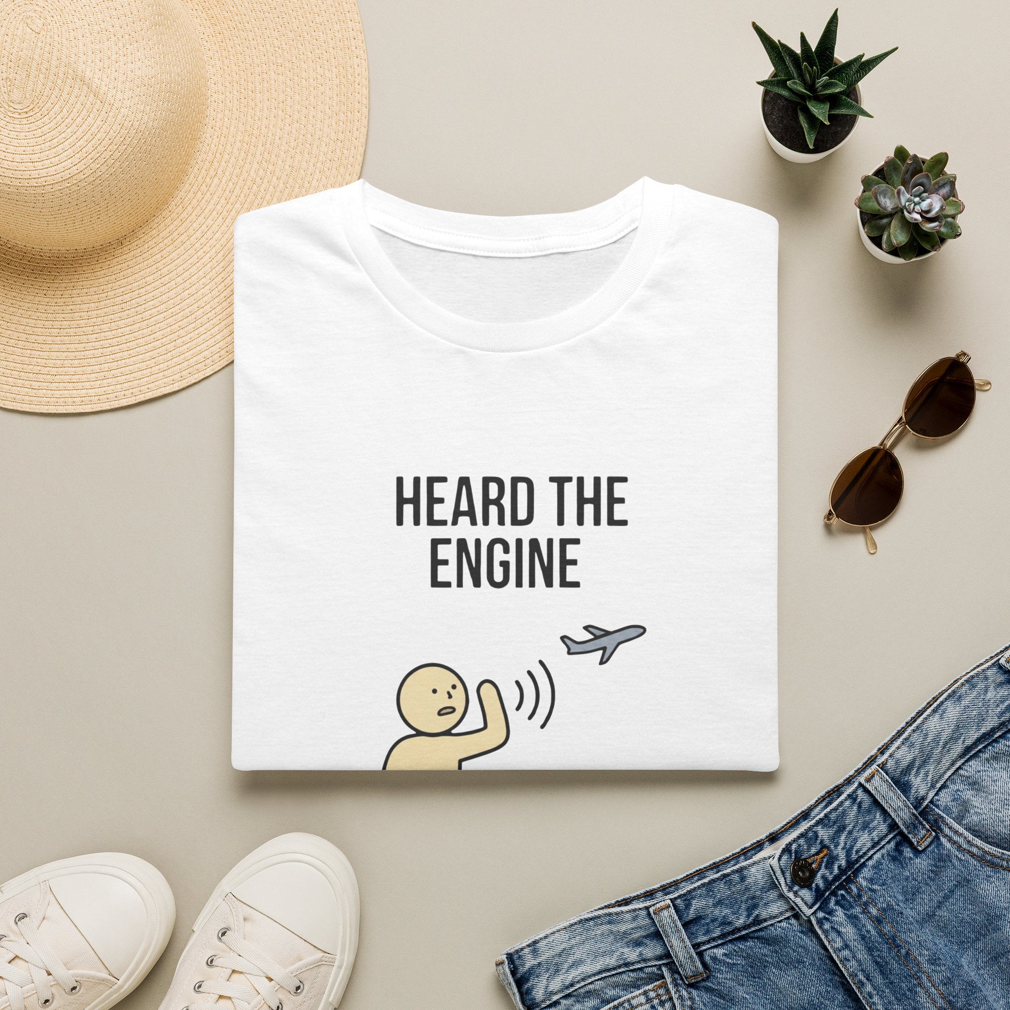 Heard The Engine Knew The Plane T-Shirt — Funny Aviation Pilot Travel Tee