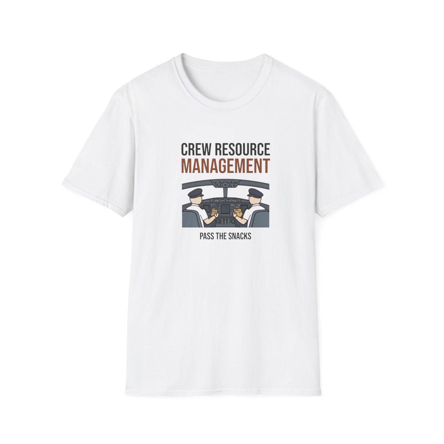 Crew Resource Management T-Shirt — Pilot Cockpit 'Pass the Snacks' Aviation Tee