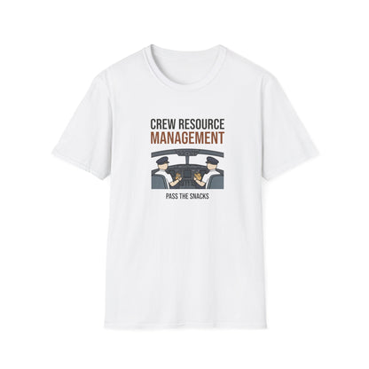 Crew Resource Management T-Shirt — Pilot Cockpit 'Pass the Snacks' Aviation Tee