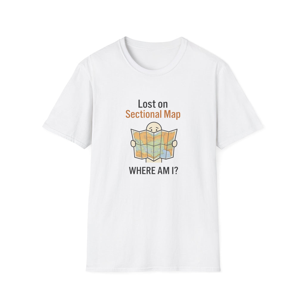 Lost on Sectional Map T-Shirt — Funny Travel Map Tee (Where Am I?)