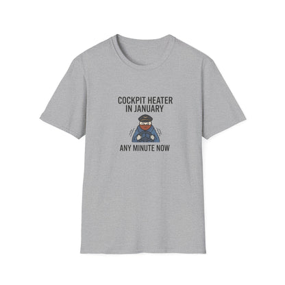 Cockpit Heater in January T-Shirt — Funny Pilot Aviation Tee