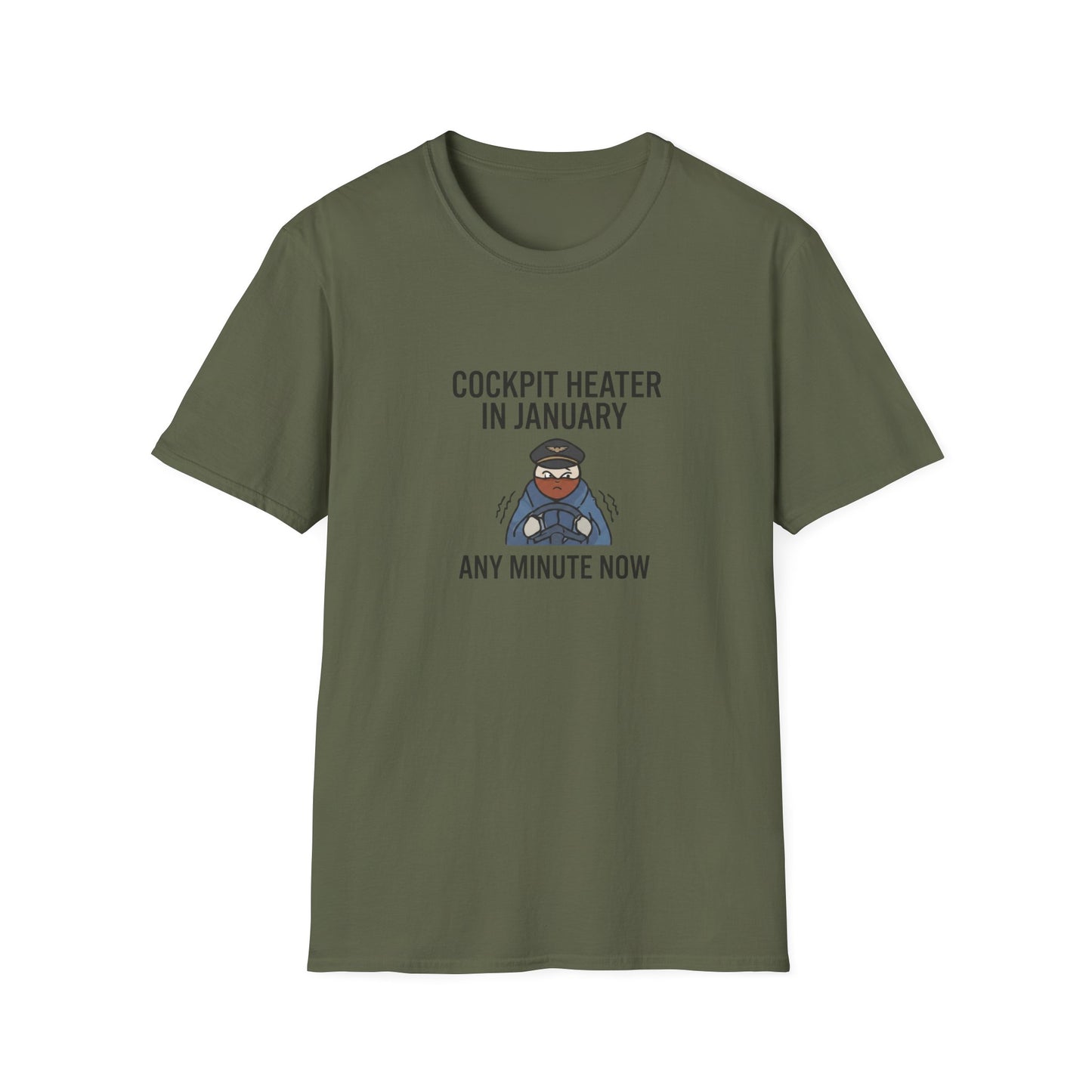 Cockpit Heater in January T-Shirt — Funny Pilot Aviation Tee