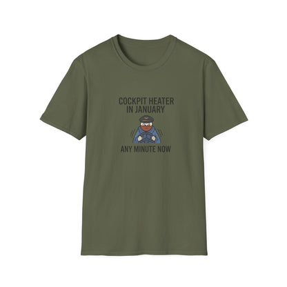 Cockpit Heater in January T-Shirt — Funny Pilot Aviation Tee