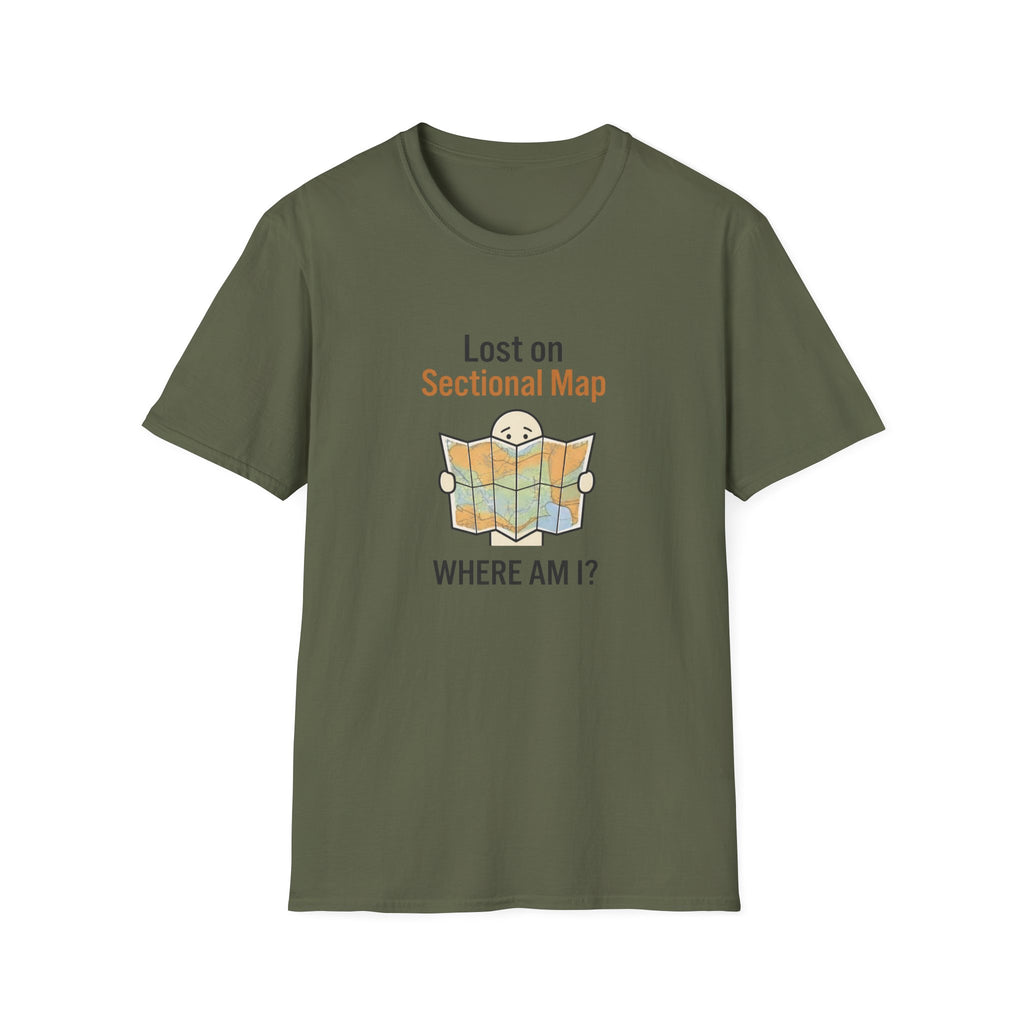 Lost on Sectional Map T-Shirt — Funny Travel Map Tee (Where Am I?)