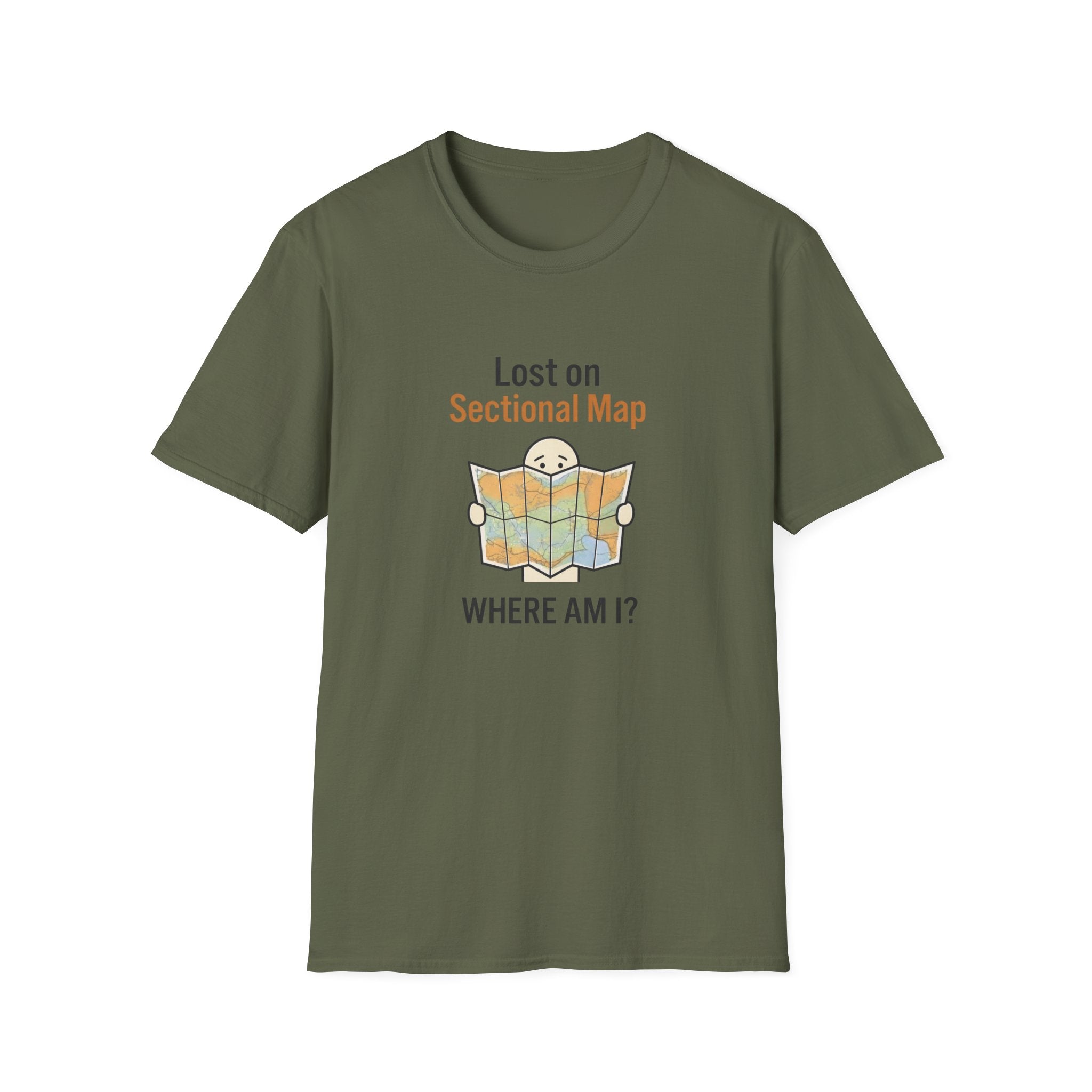Lost on Sectional Map T-Shirt — Funny Travel Map Tee (Where Am I?)