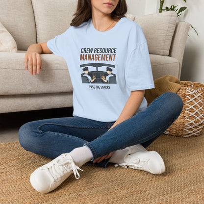 Crew Resource Management T-Shirt — Pilot Cockpit 'Pass the Snacks' Aviation Tee