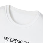Pilot Checklist T-Shirt — "My Checklist: Phone, Keys, Wallet, Pilot's License"