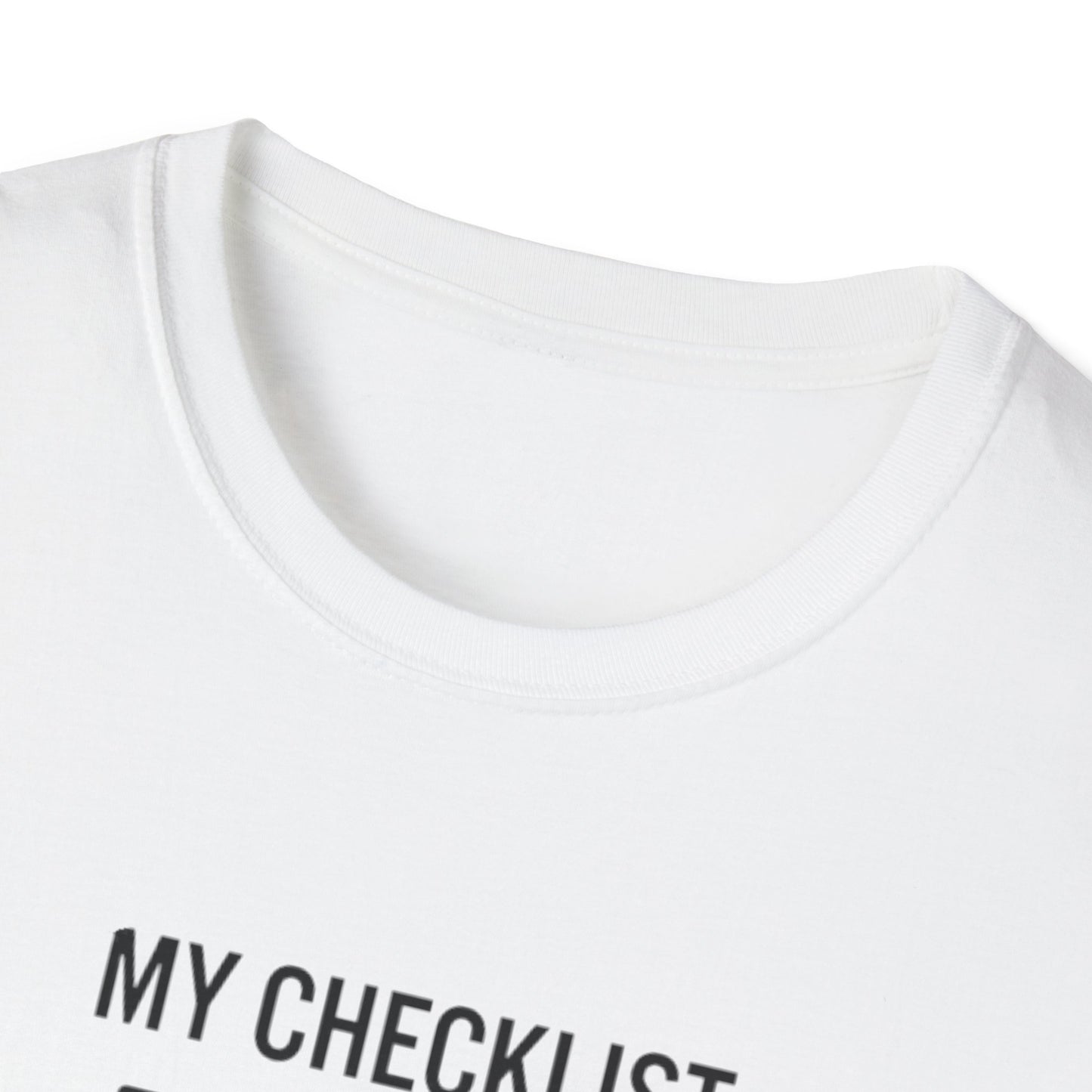 Pilot Checklist T-Shirt — "My Checklist: Phone, Keys, Wallet, Pilot's License"