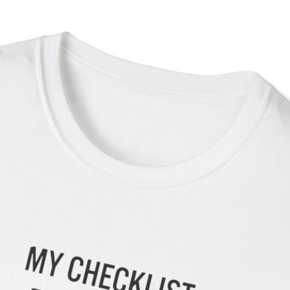Pilot Checklist T-Shirt — "My Checklist: Phone, Keys, Wallet, Pilot's License"