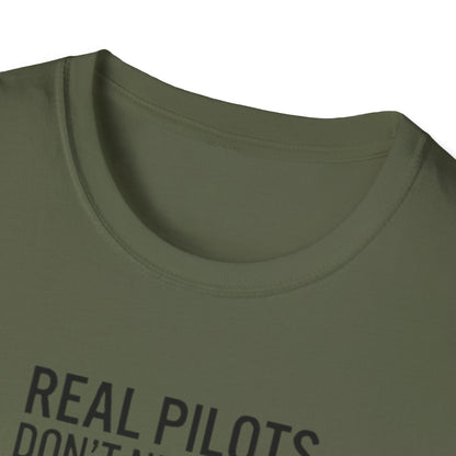 Pilot T-Shirt — “Real Pilots Don’t Need GPS (Except When They Do)” Aviation Tee