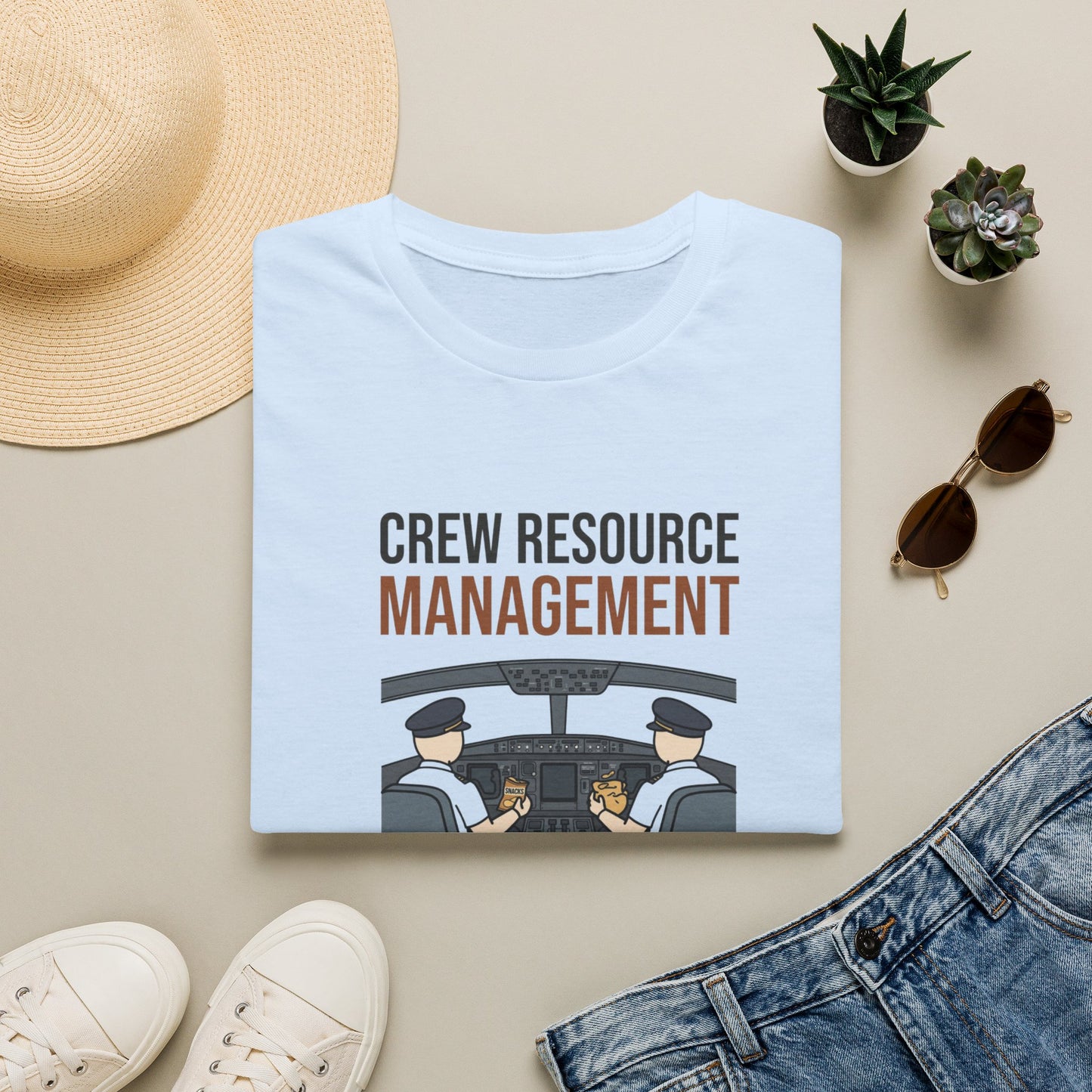 Crew Resource Management T-Shirt — Pilot Cockpit 'Pass the Snacks' Aviation Tee