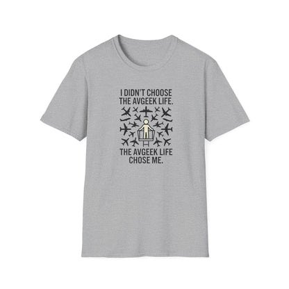 Pilot T-Shirt — "I Didn't Choose the Avgeek Life" Airplane Graphic Tee