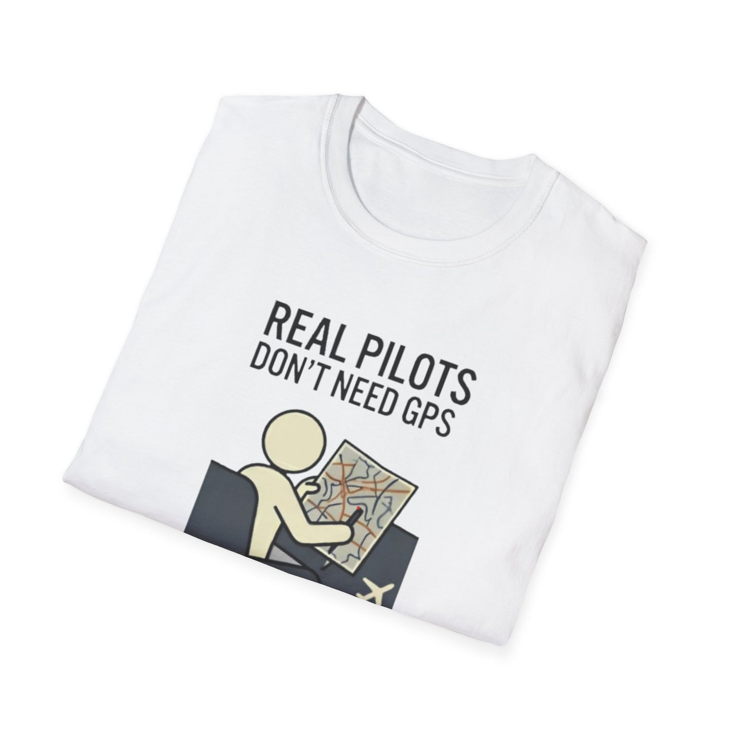 Pilot T-Shirt — “Real Pilots Don’t Need GPS (Except When They Do)” Aviation Tee
