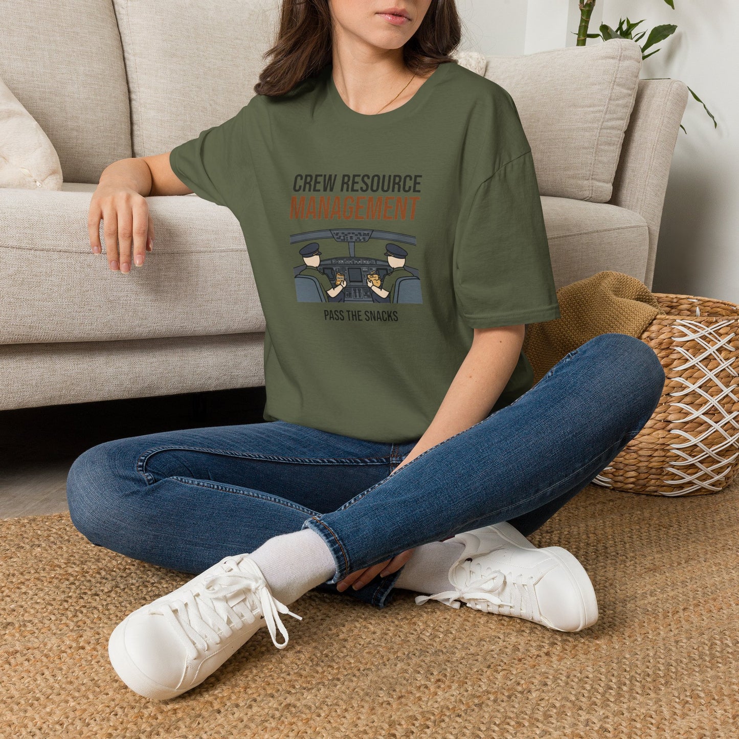 Crew Resource Management T-Shirt — Pilot Cockpit 'Pass the Snacks' Aviation Tee