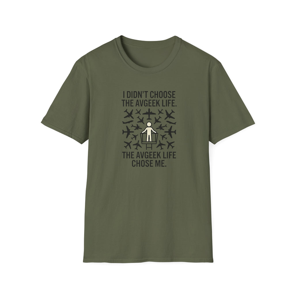 Pilot T-Shirt — "I Didn't Choose the Avgeek Life" Airplane Graphic Tee