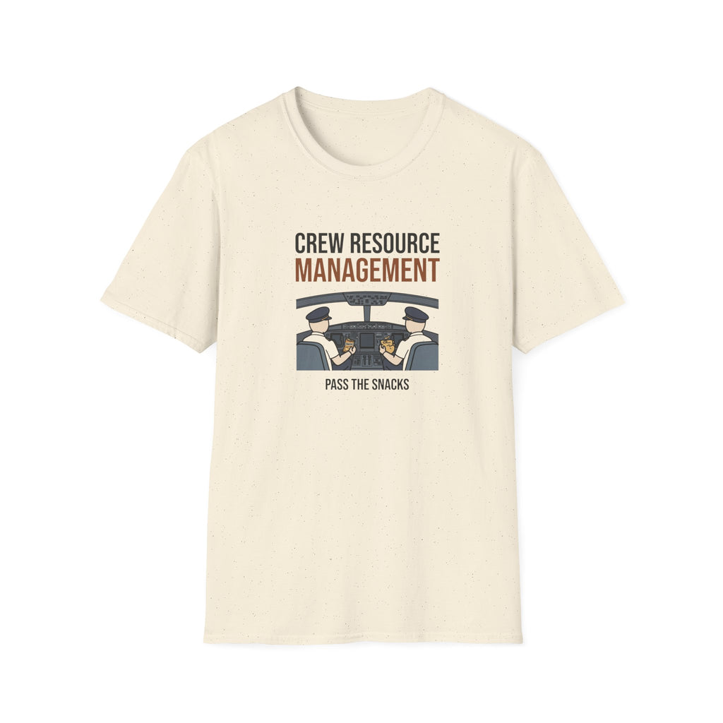 Crew Resource Management T-Shirt — Pilot Cockpit 'Pass the Snacks' Aviation Tee