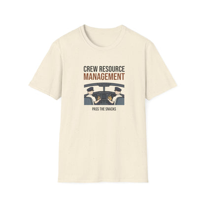 Crew Resource Management T-Shirt — Pilot Cockpit 'Pass the Snacks' Aviation Tee