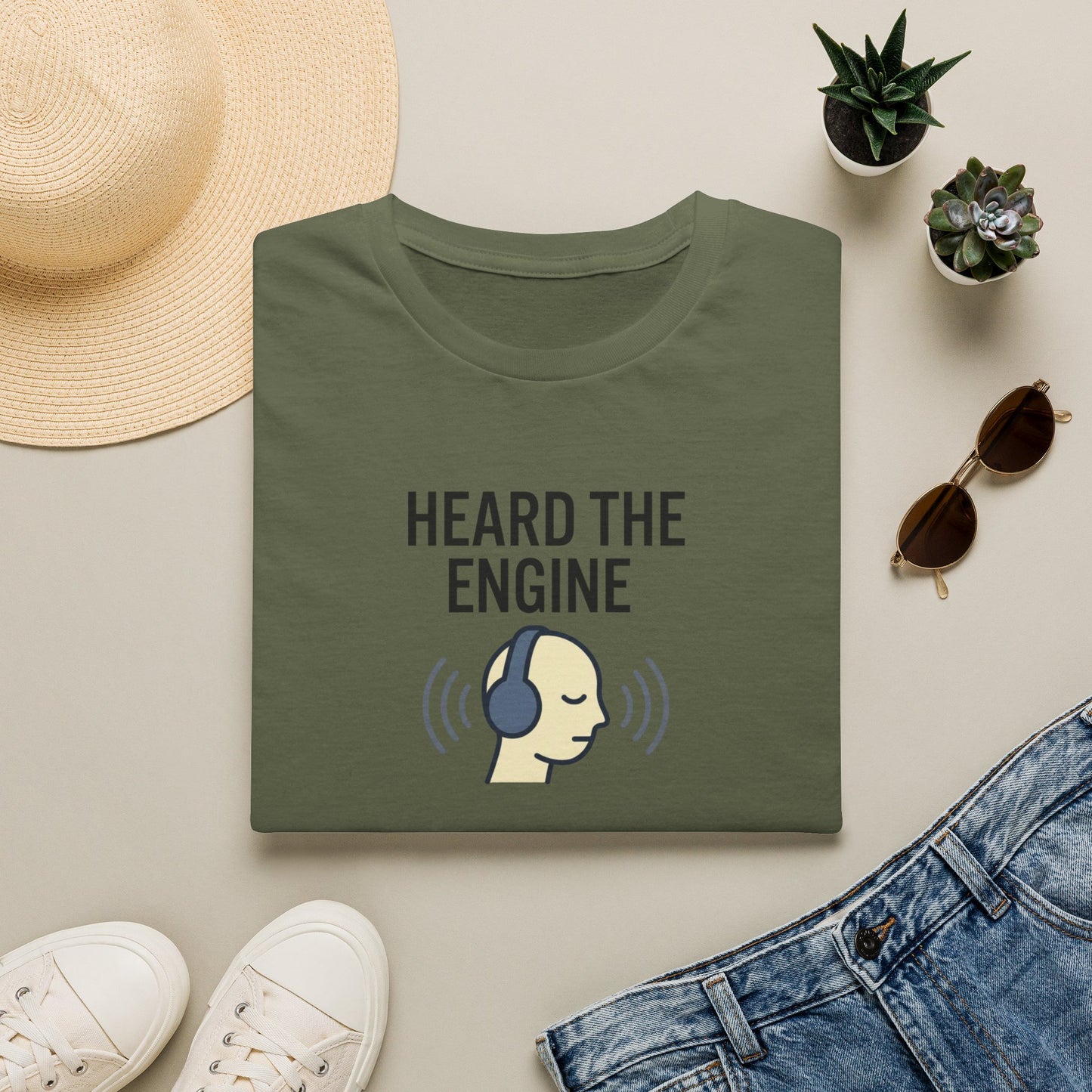 Heard The Engine T‑Shirt — Aviation Headphones Pilot Gift