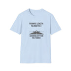 Aviation T-Shirt — "Runway Length: 10,000 Feet, Showing Off for the Tower" Pilot Shirt