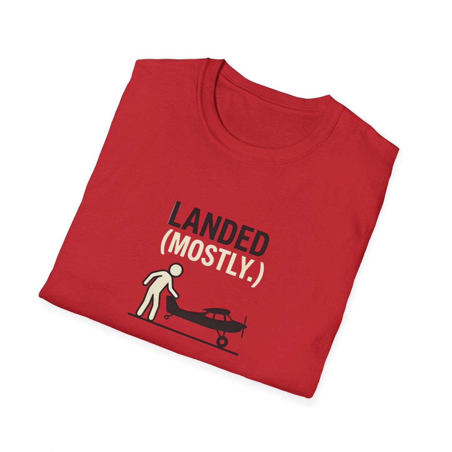 T‑Shirt | 'Landed (Mostly)' Small Plane Aviation Graphic Tee — Pilot & Aircraft Lovers Gift
