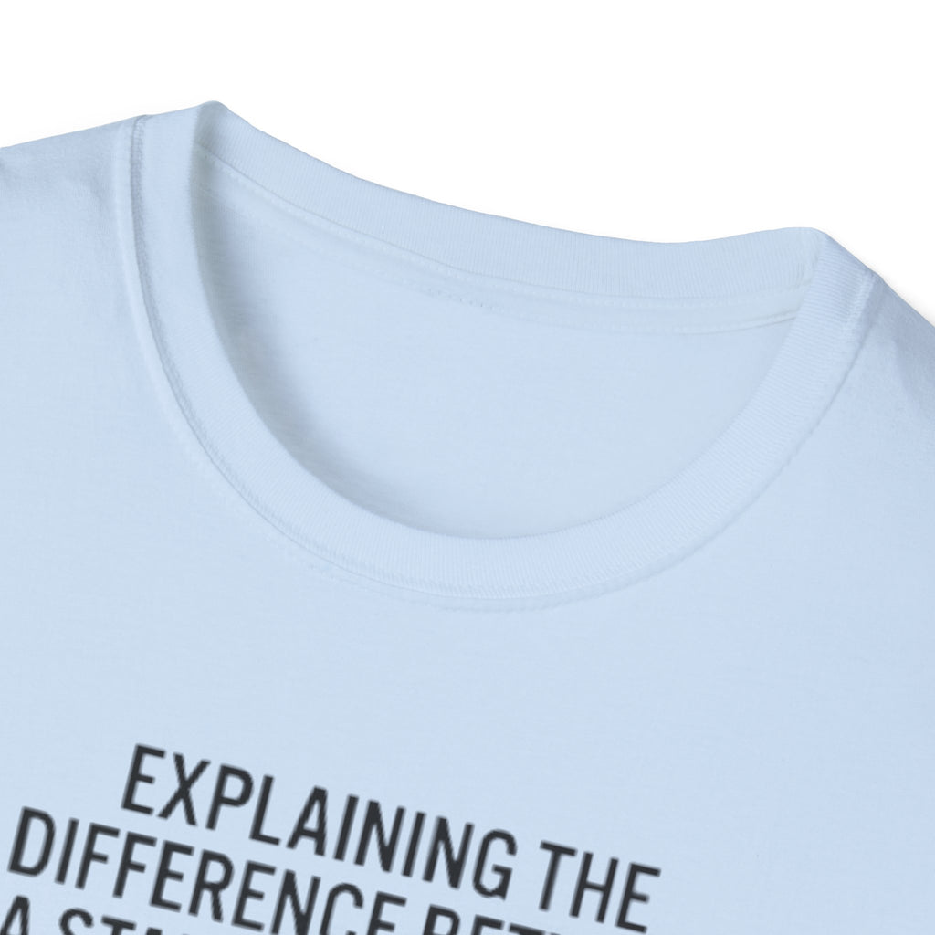 Aviation Humor T-Shirt — "Explaining the difference between a stall and a spin to non-aviation friends"