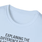Aviation Humor T-Shirt — "Explaining the difference between a stall and a spin to non-aviation friends"