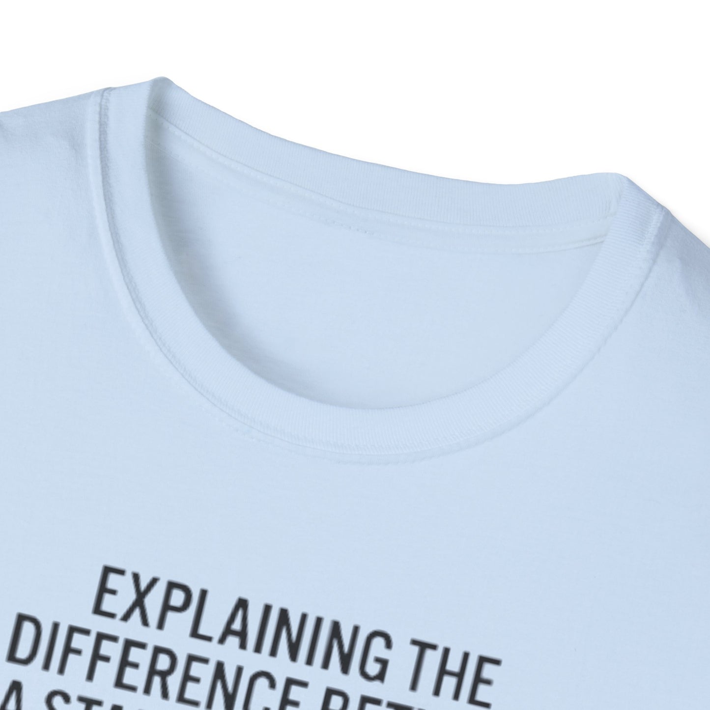 Aviation Humor T-Shirt — "Explaining the difference between a stall and a spin to non-aviation friends"