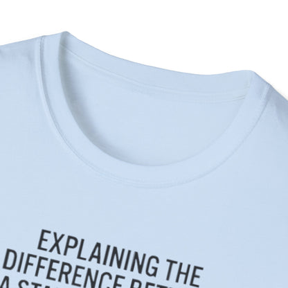 Aviation Humor T-Shirt — "Explaining the difference between a stall and a spin to non-aviation friends"