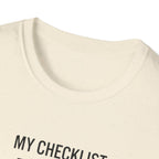 Pilot Checklist T-Shirt — "My Checklist: Phone, Keys, Wallet, Pilot's License"