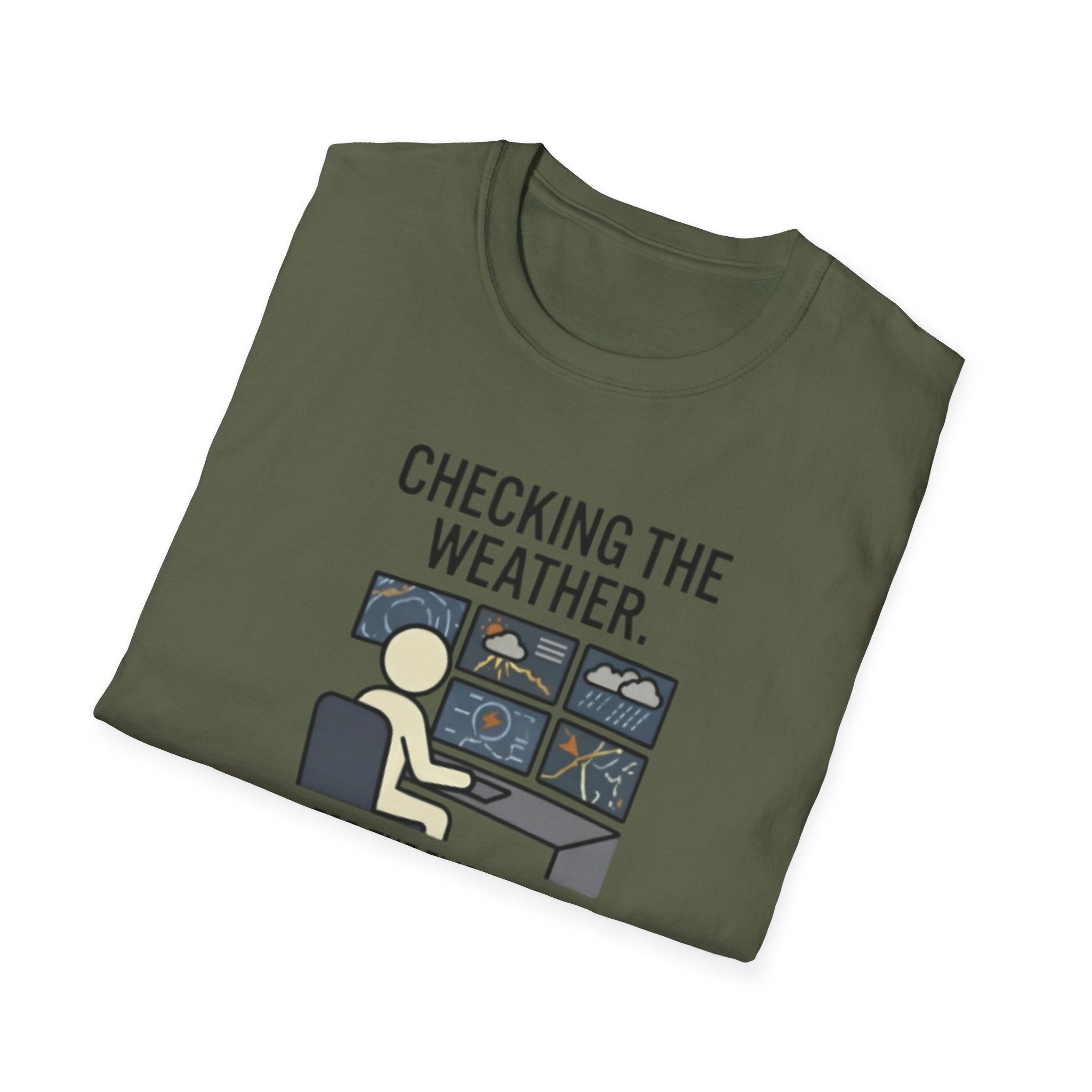 Weather-Obsessed Pilot Shirt – “Checking the Weather… For the Flight I’m Definitely Not Going On” T‑Shirt