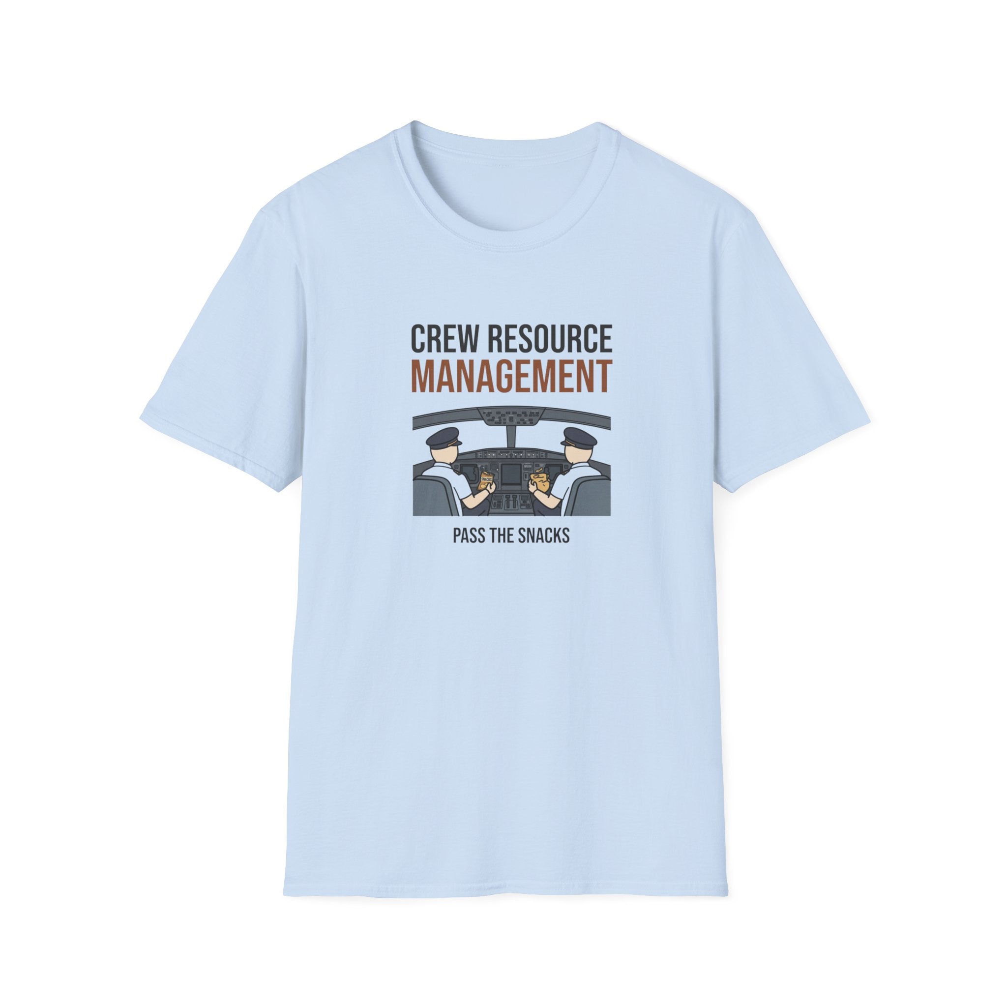 Crew Resource Management T-Shirt — Pilot Cockpit 'Pass the Snacks' Aviation Tee