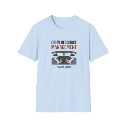 Crew Resource Management T-Shirt — Pilot Cockpit 'Pass the Snacks' Aviation Tee
