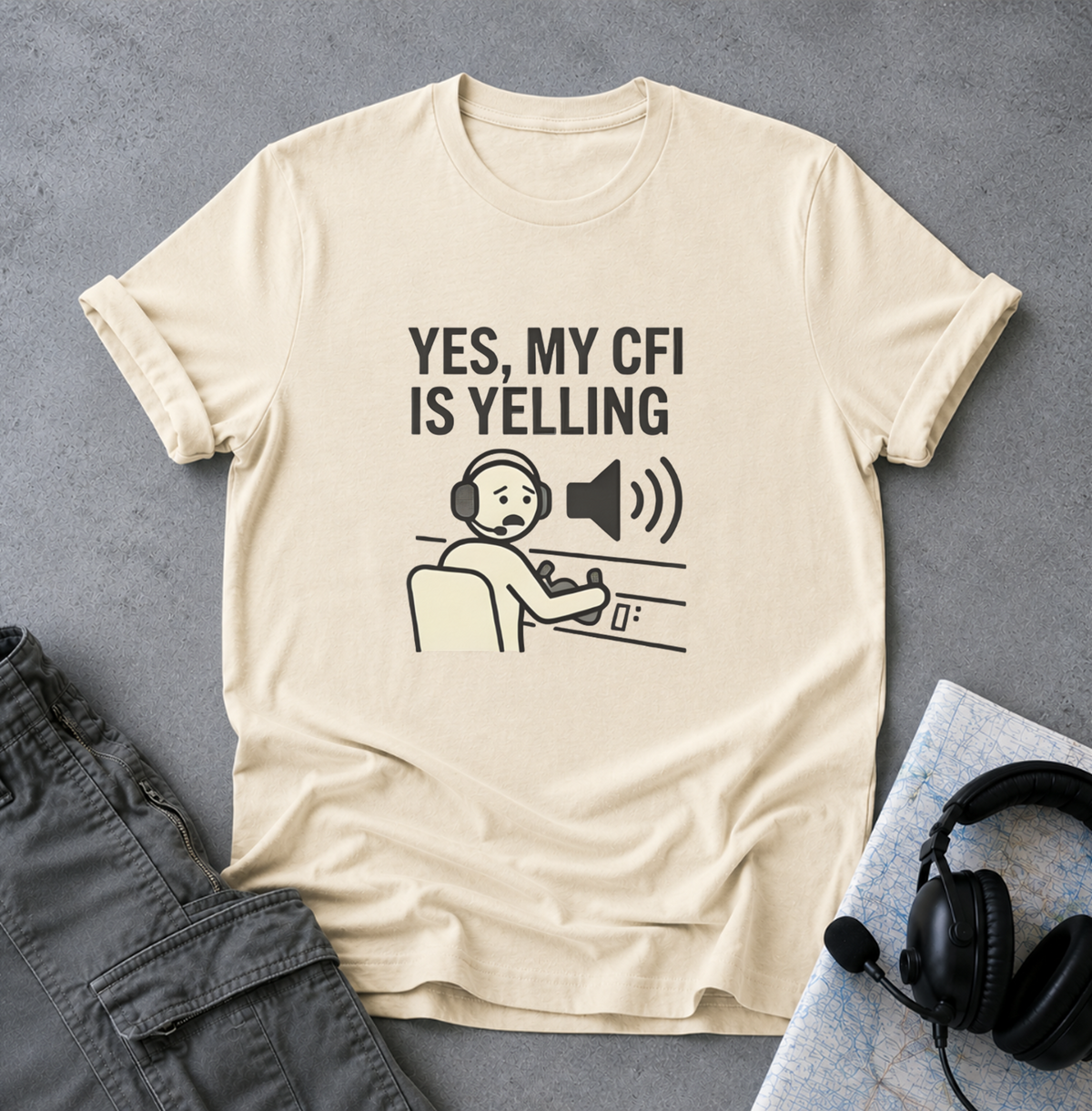 CFI Instructor T‑Shirt — "Yes, My CFI Is Yelling" Pilot Shirt