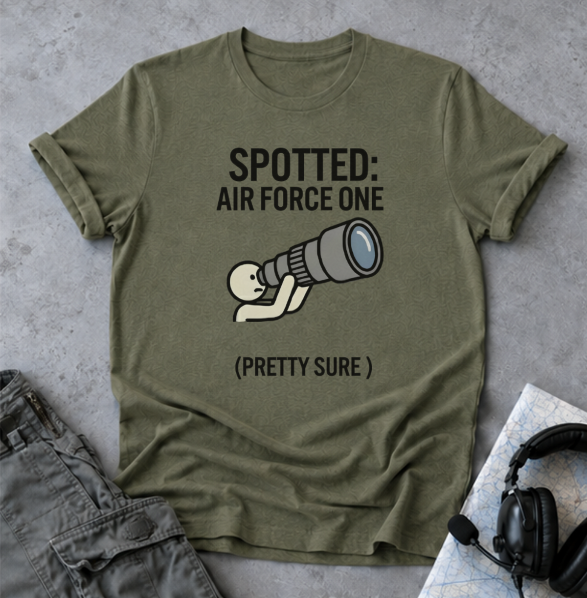 Spotter T-Shirt — "Spotted: Air Force One (Pretty Sure)" Plane Spotting Tee