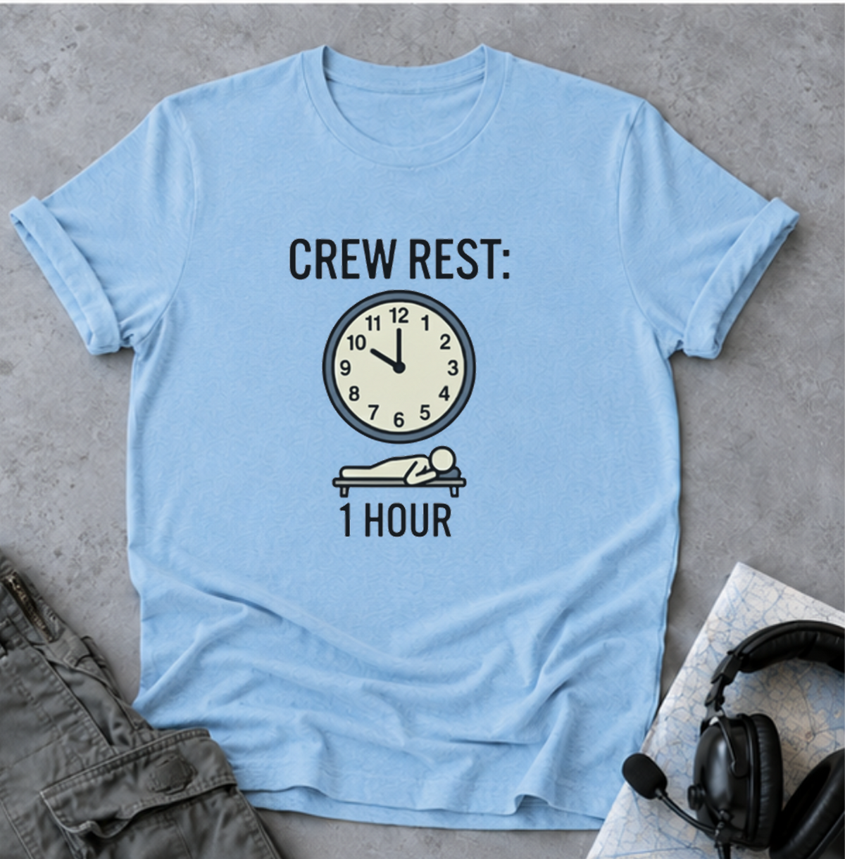 Crew Rest 1 Hour T-Shirt — Pilot/Flight Crew Rest Period Tee