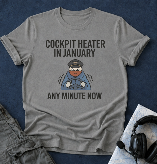 Cockpit Heater in January T-Shirt — Funny Pilot Aviation Tee