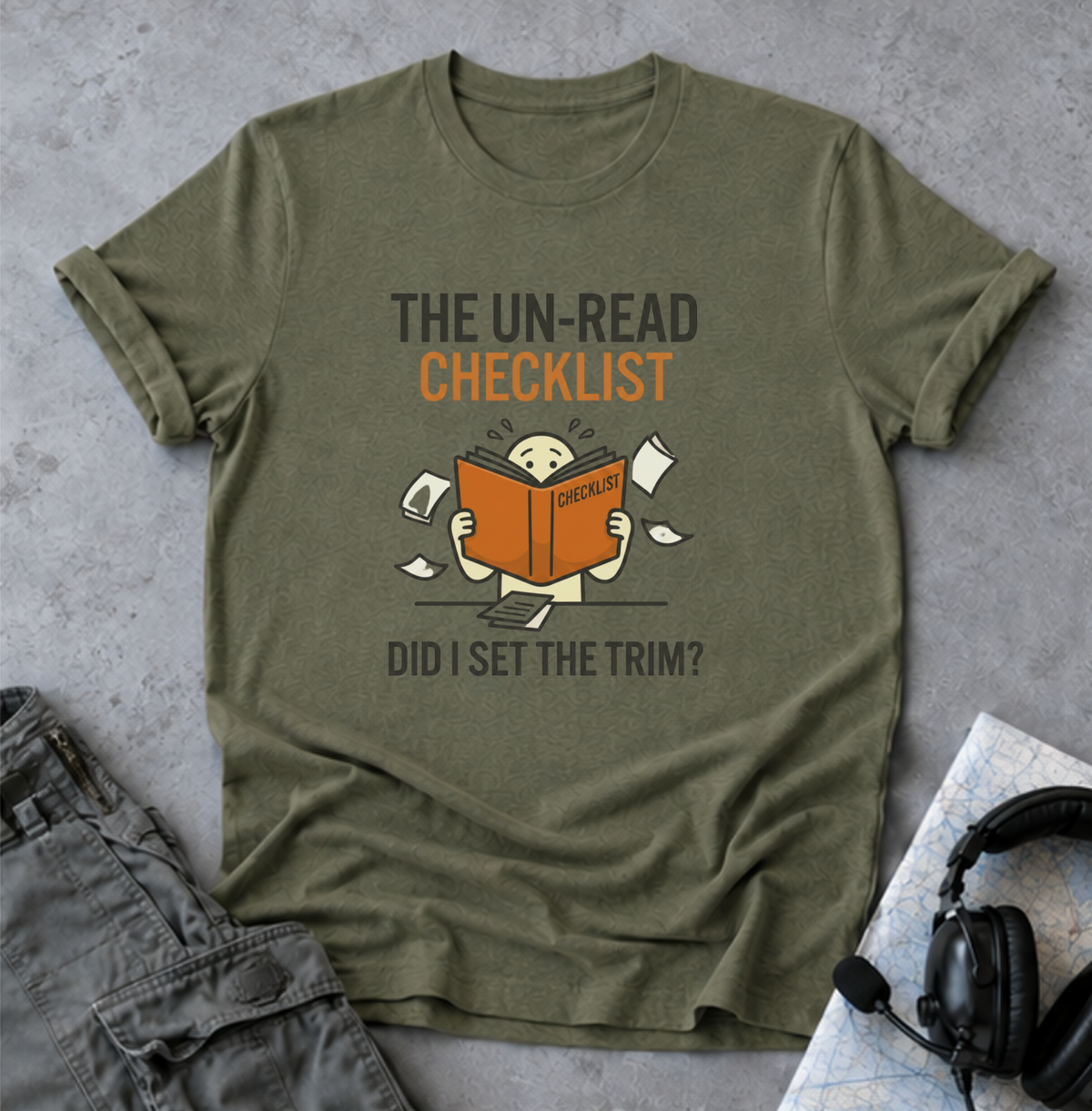 T-Shirt — “The Un-Read Checklist: Did I Set the Trim?” Funny Book Lover Tee