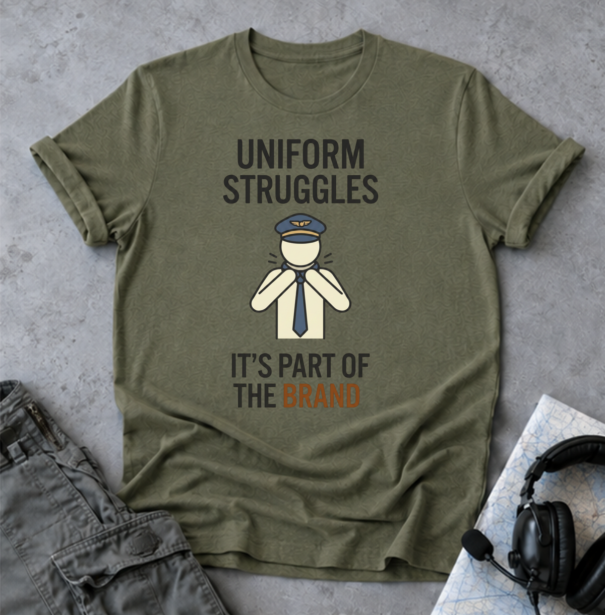 Uniform Struggles T-Shirt — Funny Police/Uniform Humor Tee (“It’s Part of the Brand”)