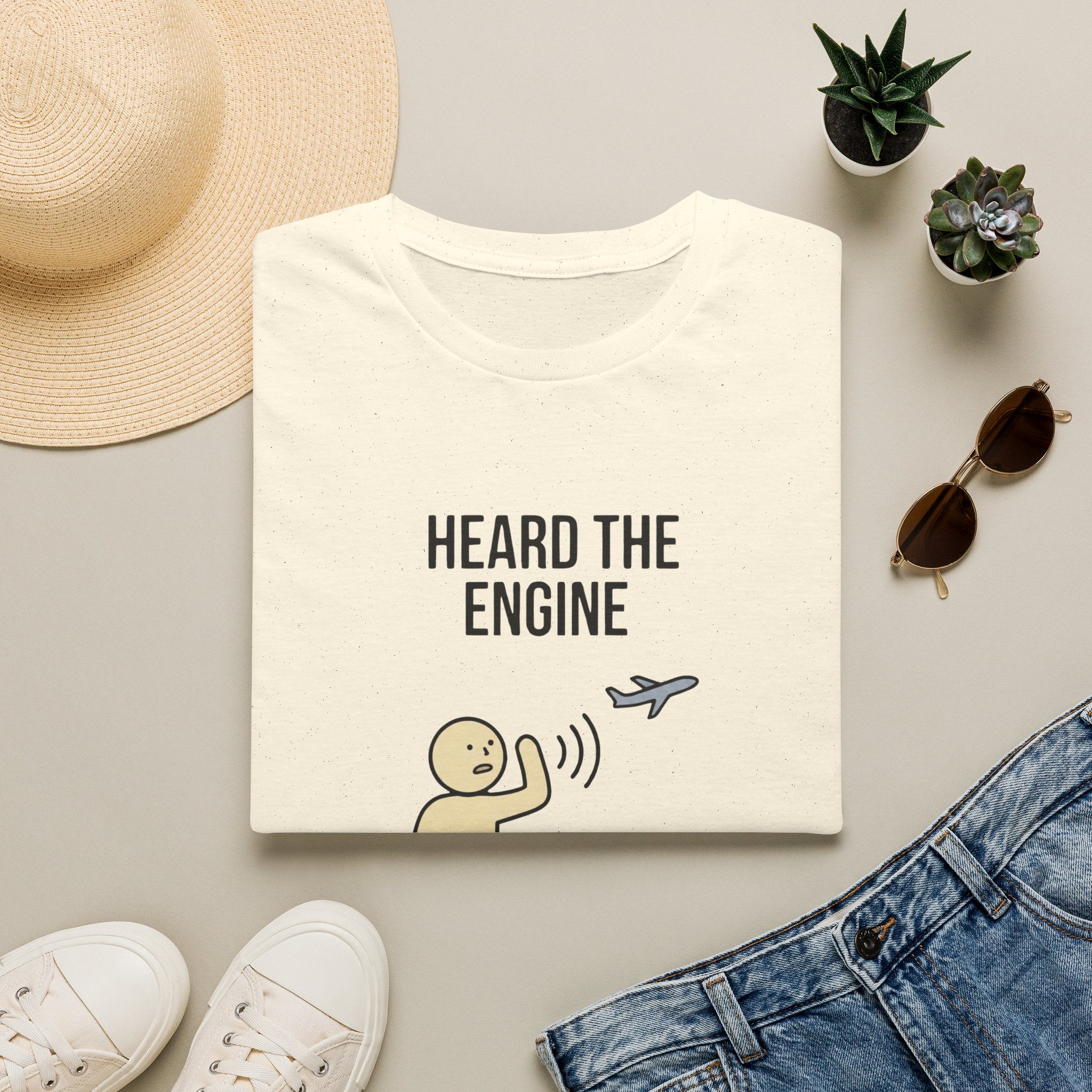 Heard The Engine Knew The Plane T-Shirt — Funny Aviation Pilot Travel Tee