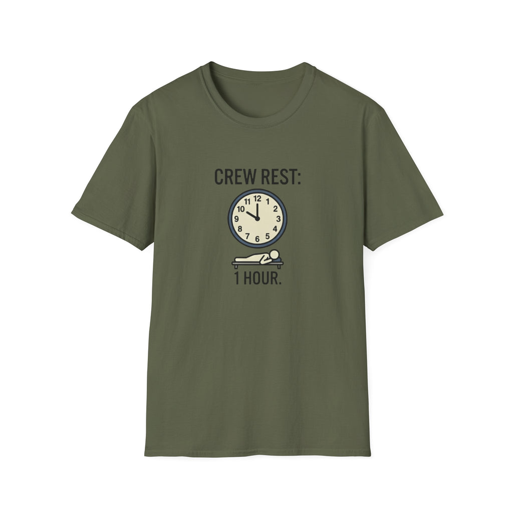Crew Rest 1 Hour T-Shirt — Pilot/Flight Crew Rest Period Tee