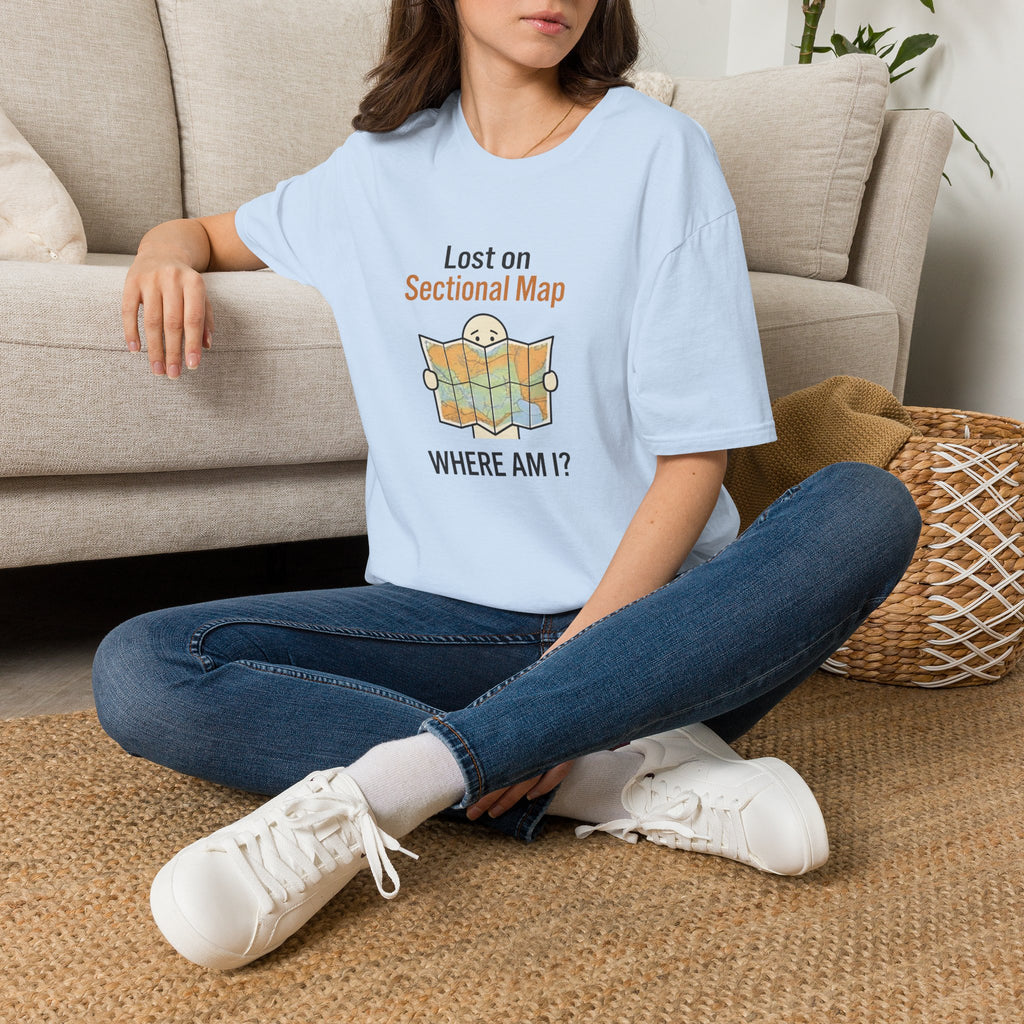 Lost on Sectional Map T-Shirt — Funny Travel Map Tee (Where Am I?)