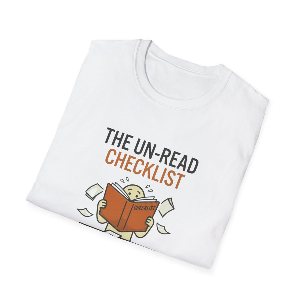 T-Shirt — “The Un-Read Checklist: Did I Set the Trim?” Funny Book Lover Tee